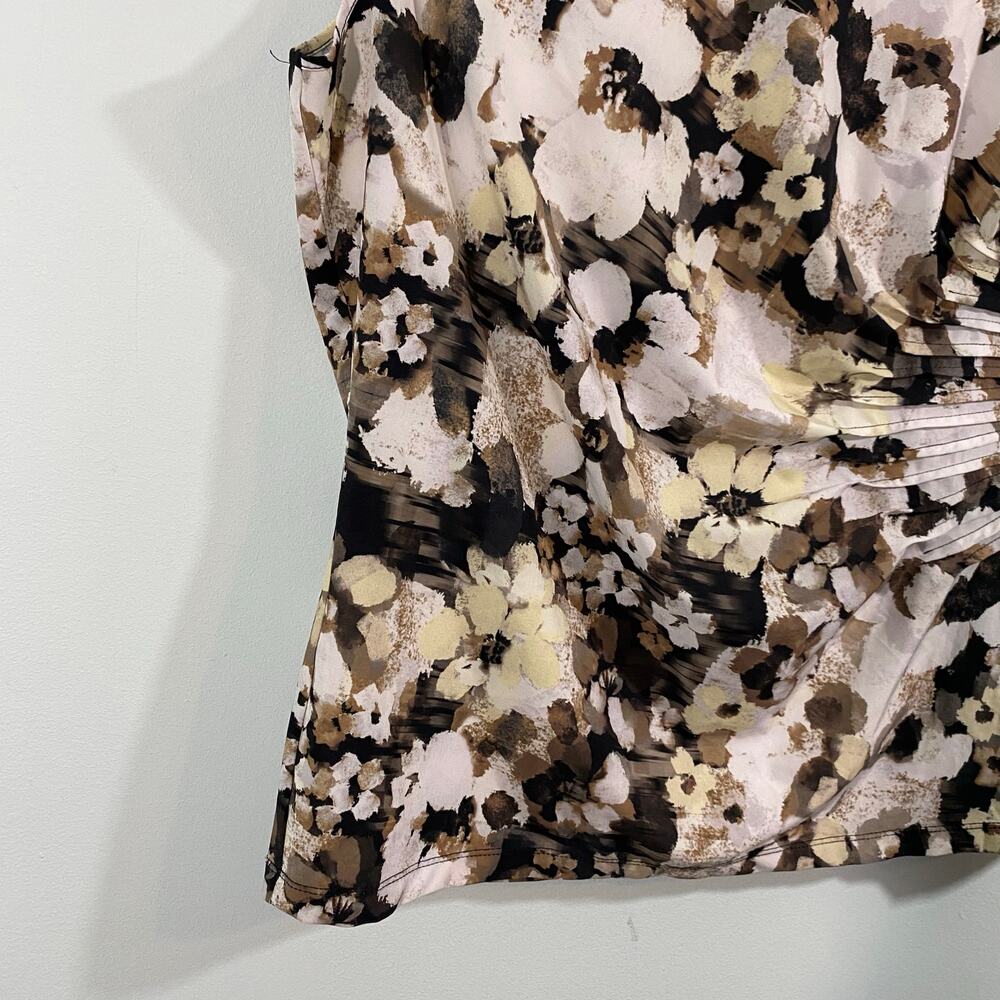 Calvin Klein Women Floral Pleated Side Sleeveless Blouse Size PL - Picture 4 of 8